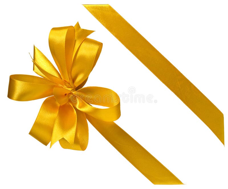 Gold ribbon with bow stock photo. Image of white, gift 34997396