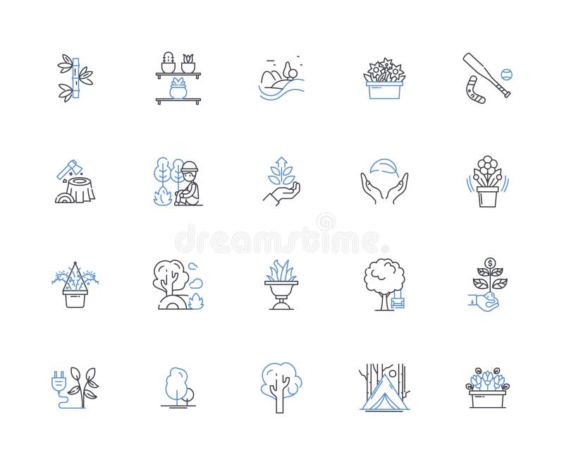 Bower line icons collection. Architecture, Design, Beauty, Nature, Environment, Material, Construction vector and linear stock illustration