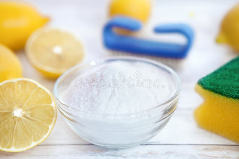 Baking Soda and Lemon, Natural Cleaners Stock Photo Image of baking, antacid 110950372