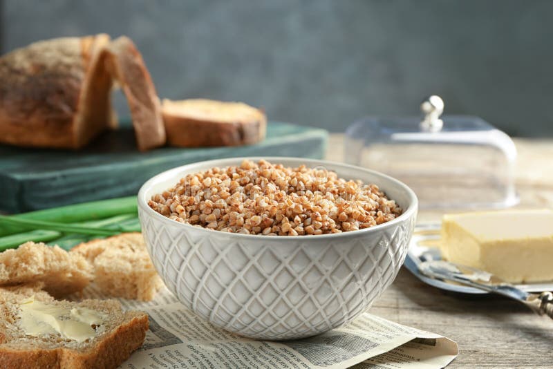 Bowl with buckwheat porridge royalty free stock photography Bowl with buckwheat porridge royalty free stock photography