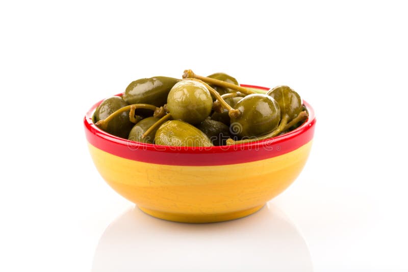 Bowl of canned capers stock photo. Image of appetizer 85575896