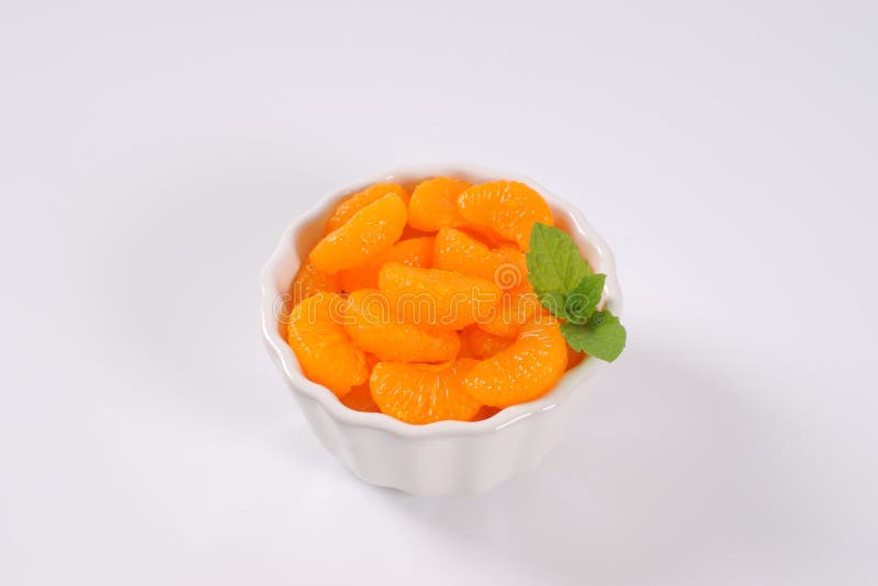 Bowl of canned tangerines stock photo. Image of mandarin 78675910
