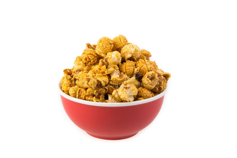 A bowl of caramel popcorn stock photos A bowl of caramel popcorn stock photos