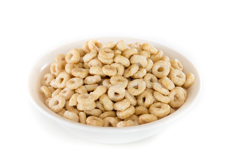 Bowl Cheerios Cereal Corn Flakes on White. Snack Cornflakes Breakfast