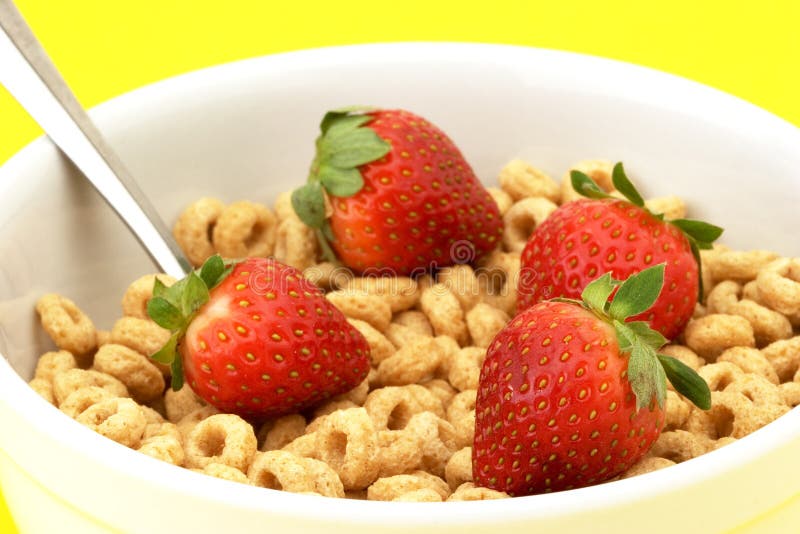 Bowl of cereal with strawberries
