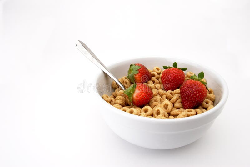 Bowl of cereal with strawberries