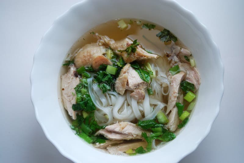 Bowl of Chicken Pho. Pho Ga. Rice Noodle Soup. Stock Image Image of