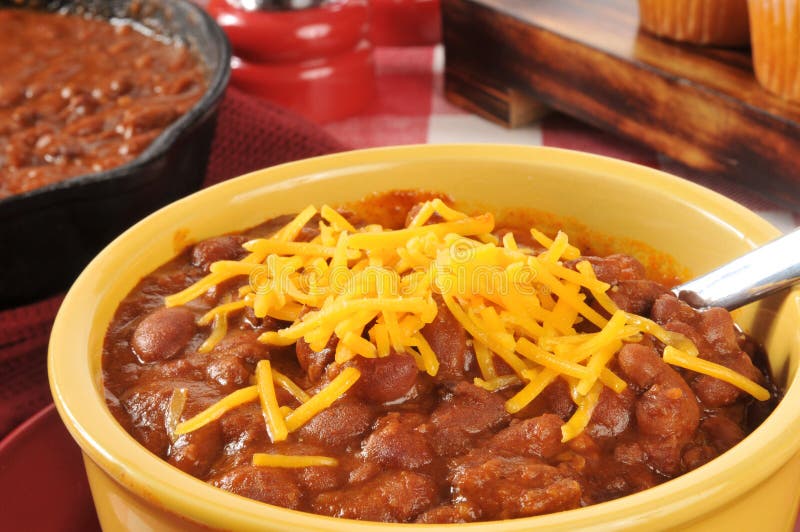 Bowl Of Chili With Cheddar Cheese Stock Photos Image 32404473