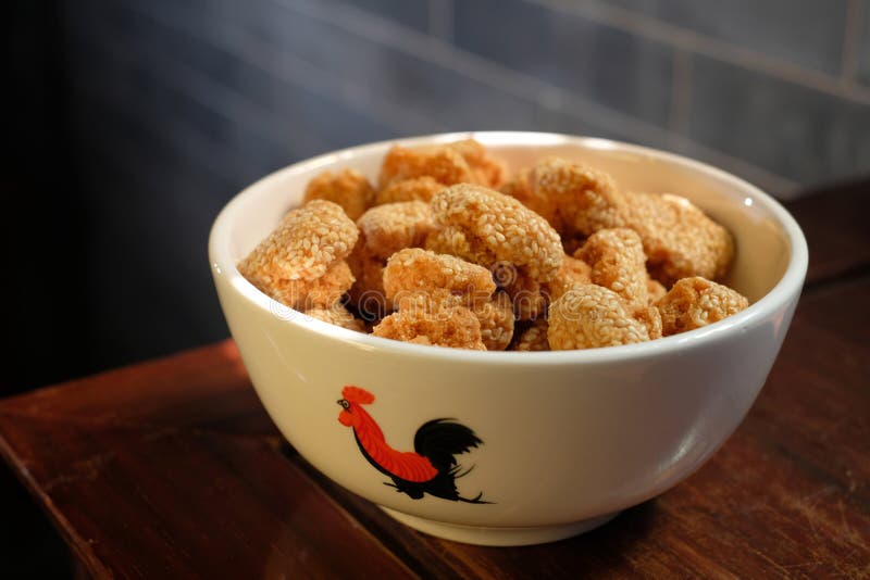 A bowl of Chinese sesame cookies. stock photos A bowl of Chinese sesame cookies. stock photos