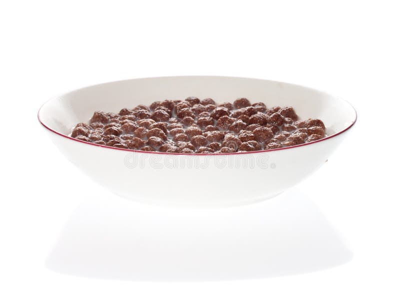 Bowl of chocolate cereal stock image. Image of glass 14169771