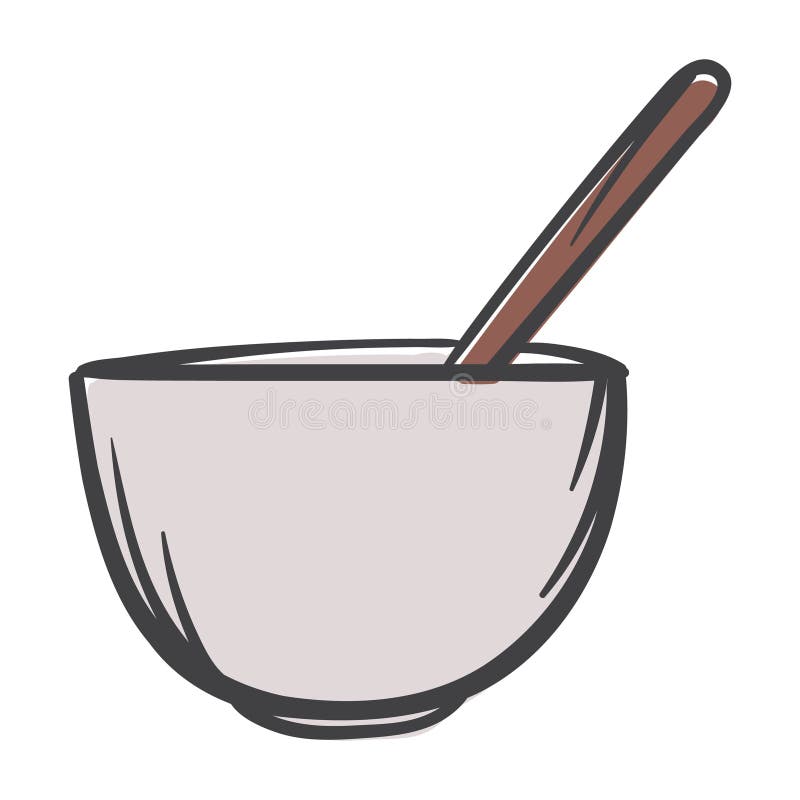 Bowl. Container for preparing cosmetics. Vector illustration for sticker, icon, print. Simple hand-drawn image isolated vector illustration