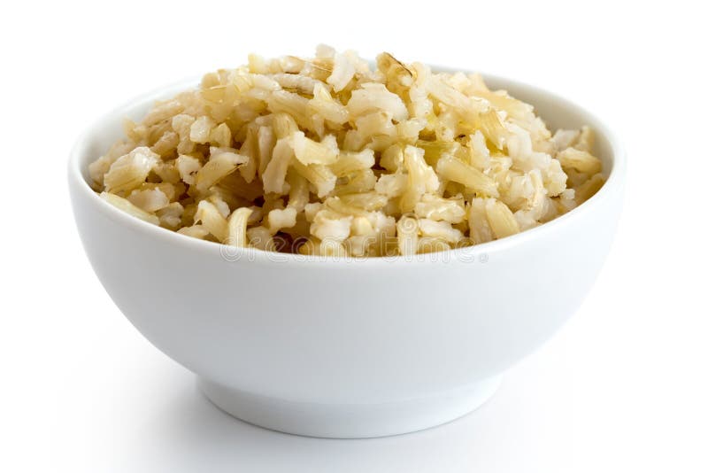 Bowl of Cooked Long Grain Brown Rice. Stock Photo - Image of dish