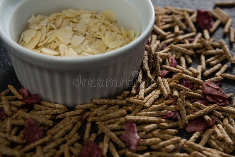 Bowl of Corn Bran with Cereal Bran Stick Spread Stock Image Image of
