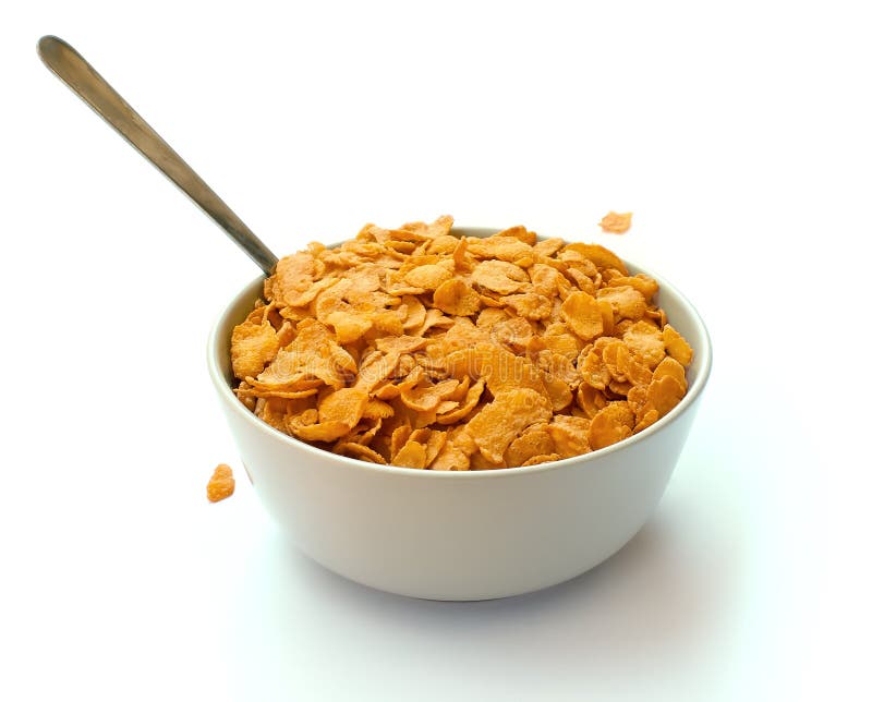 Bowl Of Corn Flake Cereal With A Spoon Stock Image Image of diet