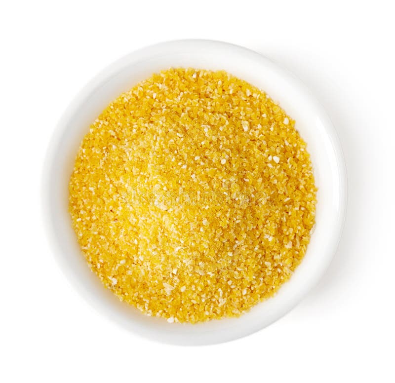 Bowl of Corn Grits on White Background, Top View Stock Image Image of heap, white 71032873