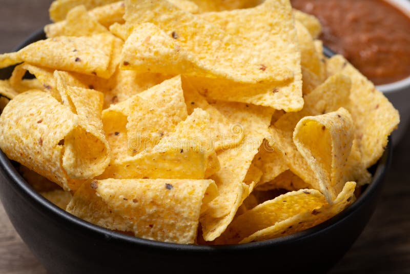 Bowl of Corn Tortilla Chips and Salsa Stock Photo Image of fresh