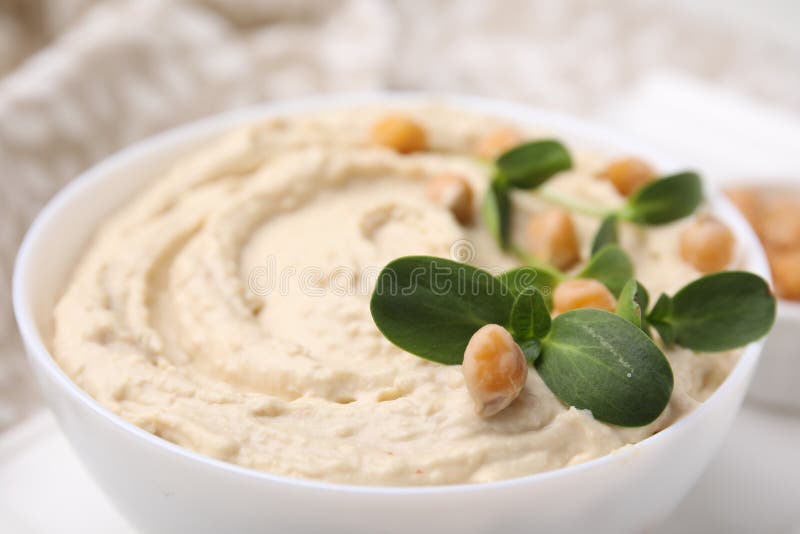 Bowl of Delicious Hummus with Chickpeas, Closeup Stock Image Image of
