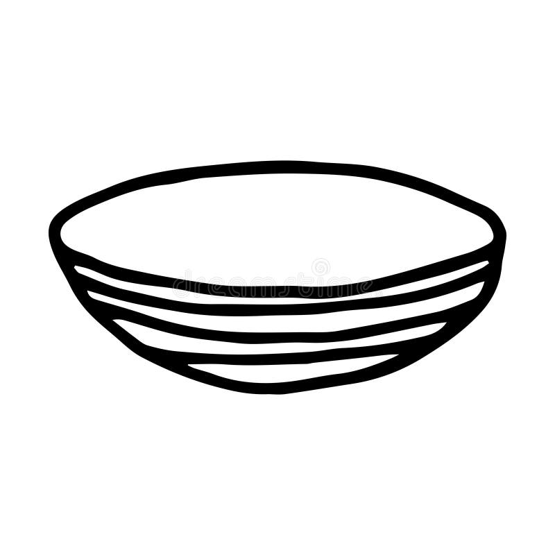 Bowl Doodle Style Vector Illustration Isolated on White Stock Vector
