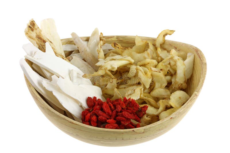 A bowl of Dried Chinese herb, to make soup