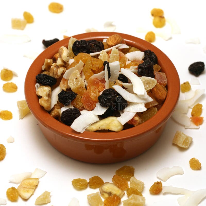 Bowl of dried fruit and nuts