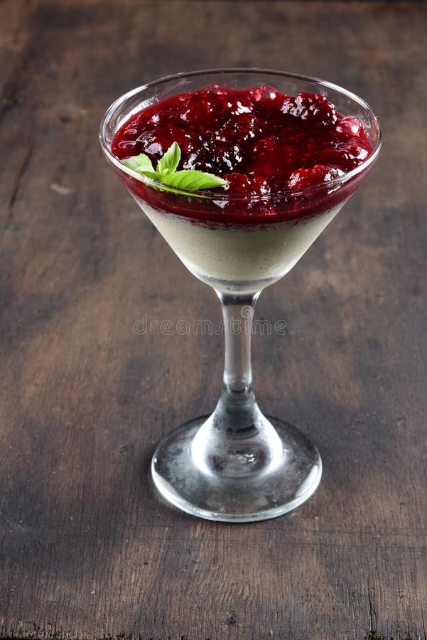 Bowl with Dulce De Leche with Red Fruit Syrup Stock Image Image of