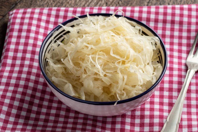 A Bowl of Fermented Cabbage Stock Image Image of health, napkin