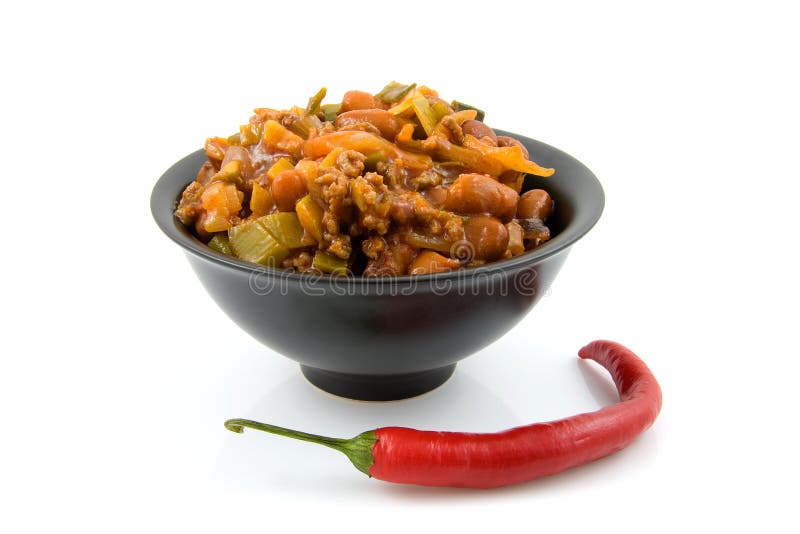 Bowl with fresh home made chili con carne royalty free stock photos