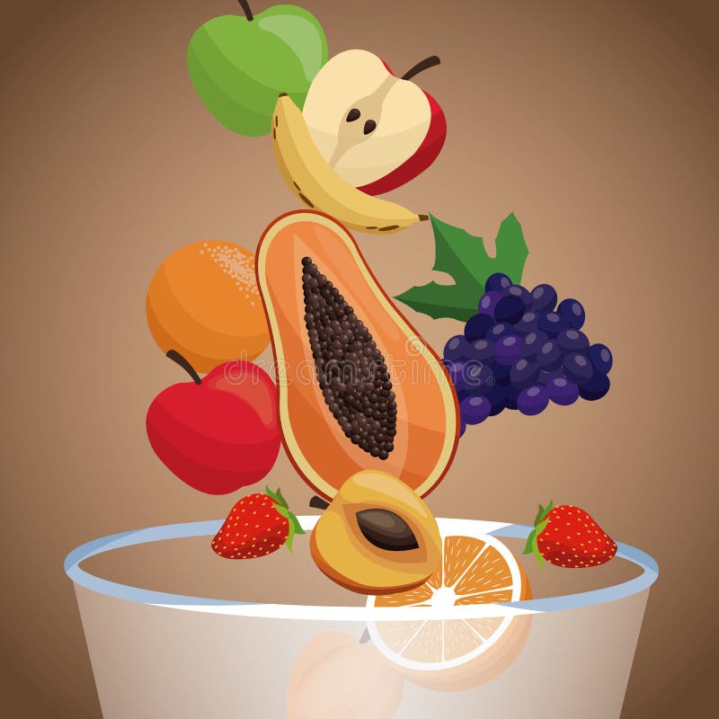 Bowl fruit healthy diet stock illustration. Illustration of strawberry