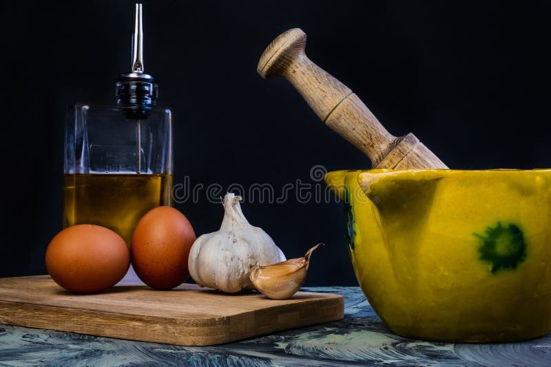 Bowl of Garlic Oil with Eggs, Garlic and Oil Stock Photo Image of eating, healthy 180434846
