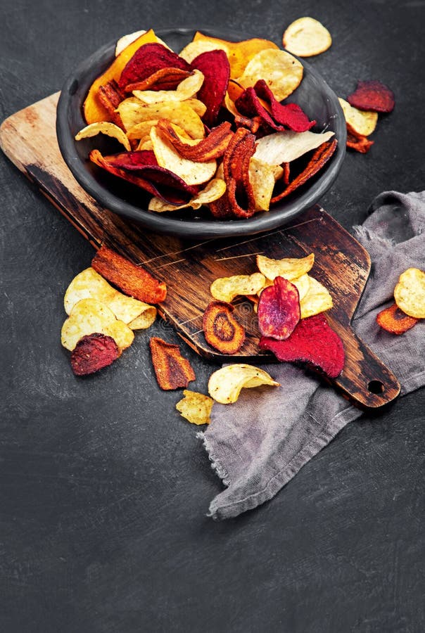 Bowl of Healthy Colorful Vegetable Chips Stock Photo Image of