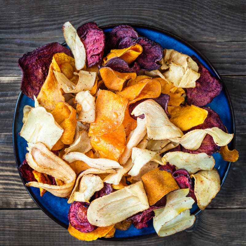 Bowl of Healthy Snack from Vegetable Chips, Crisps Stock Image Image
