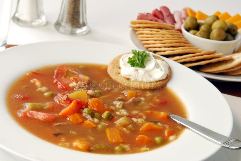 Bowl of hearty vegetable soup