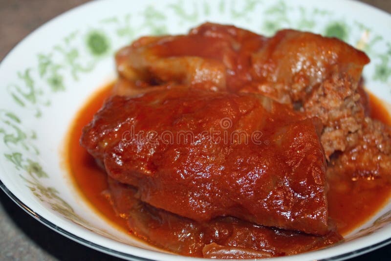 Bowl of Homemade Cabbage Rolls in a tangy Tomato Sauce