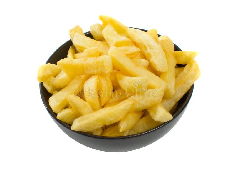 Bowl Of Hot Chips Over White Background Stock Photo Image of