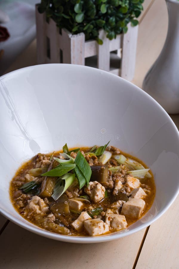 A Bowl of Hot Spicy Mapo Tofu Stock Photo - Image of chilli, plate