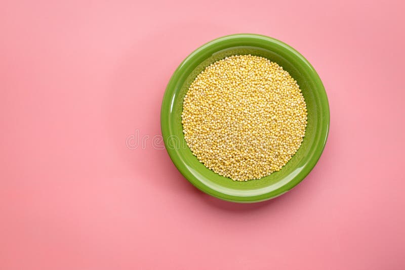 Bowl of hulled millet grain