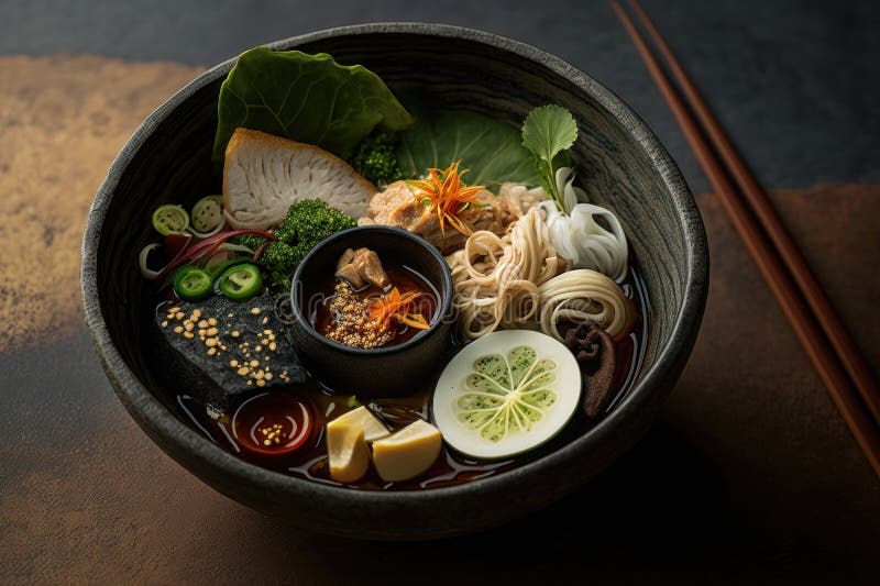 A Bowl of Japanese Food. AI Generated Stock Illustration Illustration