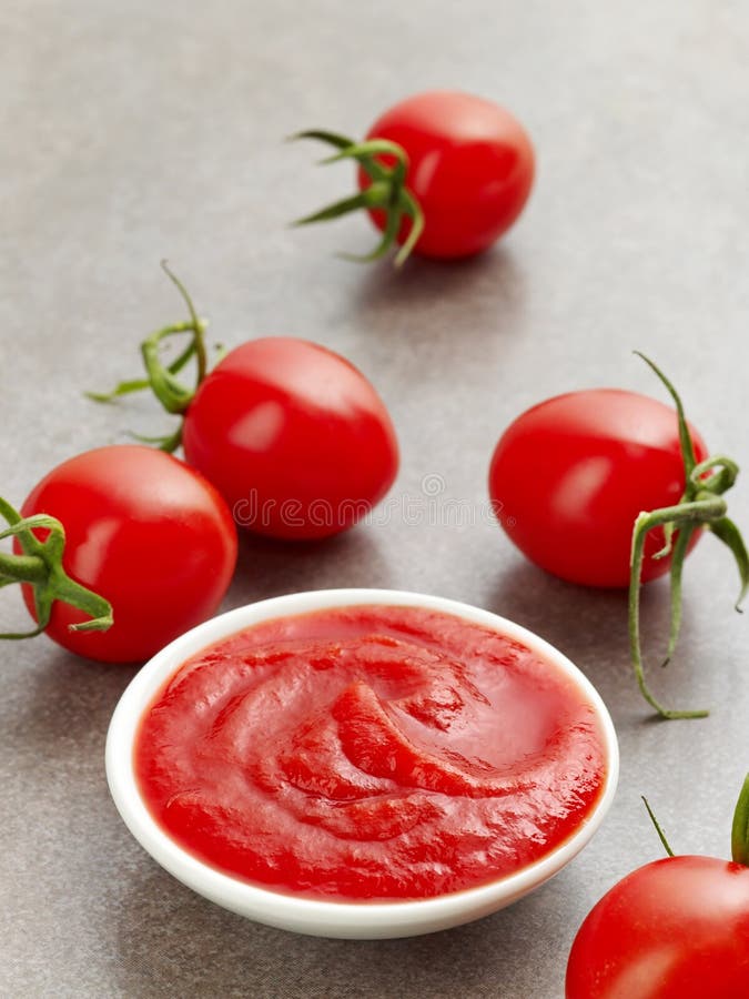 Bowl Of Ketchup Or Tomato Sauce On White Stock Image Image of