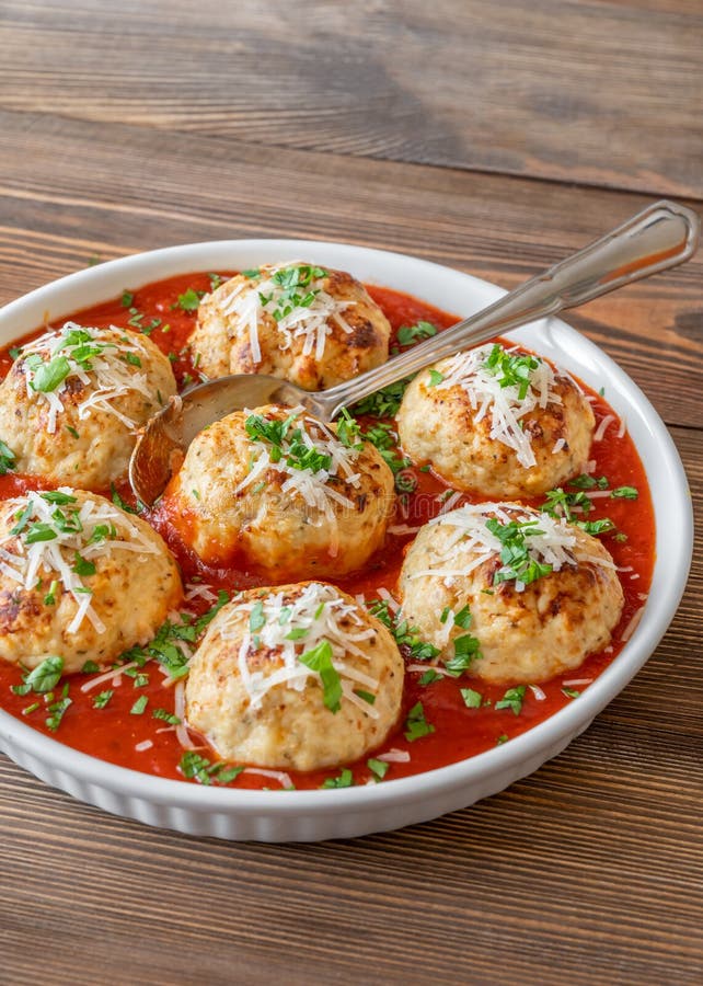 Bowl of Meatballs with Tomato Sauce Stock Image Image of cilantro