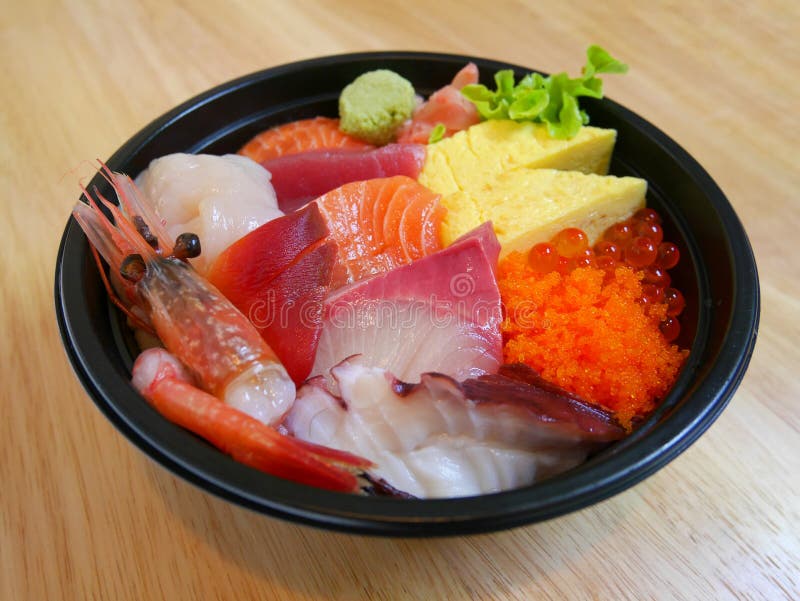 Bowl of Mixed Raw Fish on Rice Stock Image Image of mixed, bowl 91204353