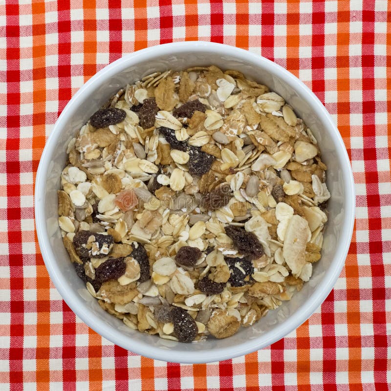 Bowl of Fruit and Nut Muesli Isolated Stock Image Image of sultanas