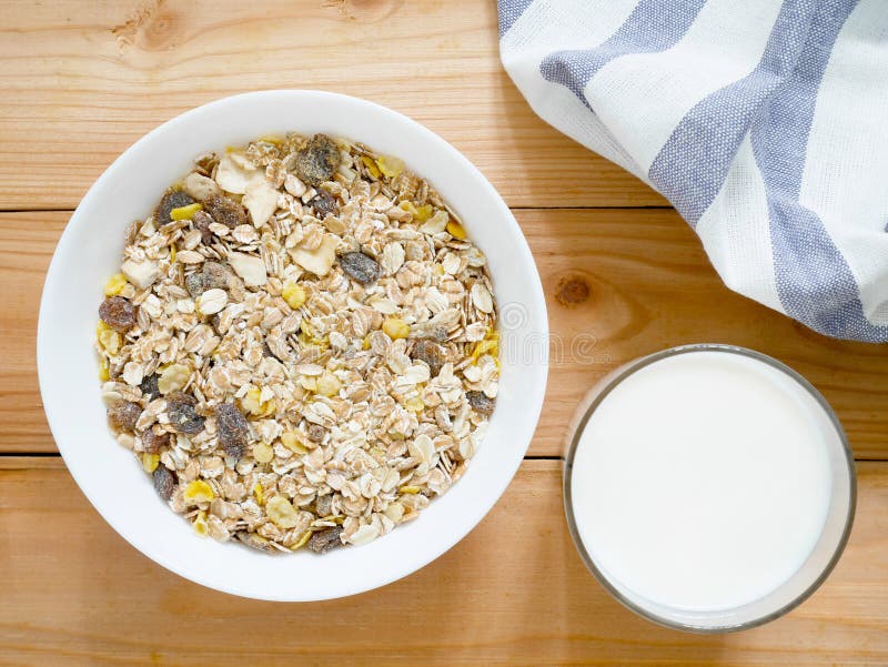 A Bowl of Muesli Breakfast and Rolled Oats with Dried Fruits Stock ...