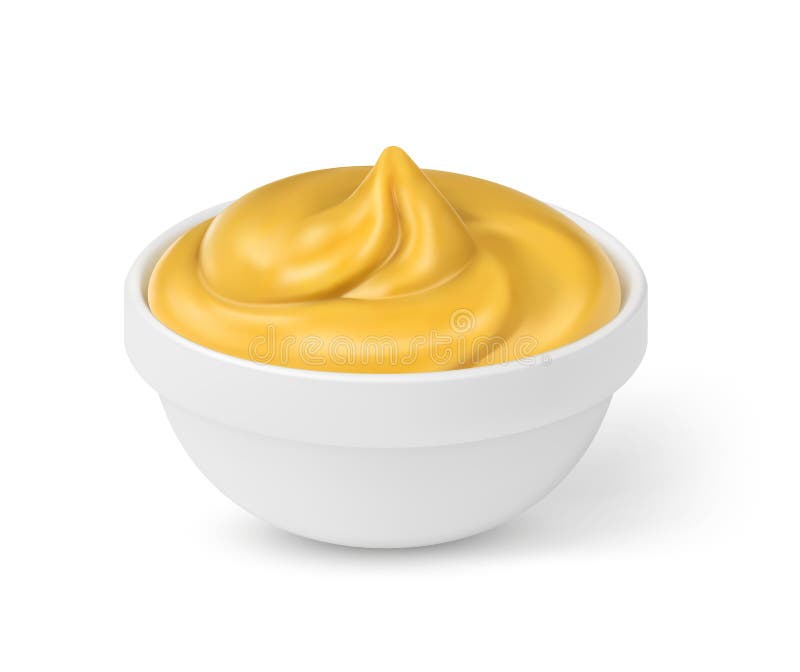 Bowl with mustard isolated stock illustration