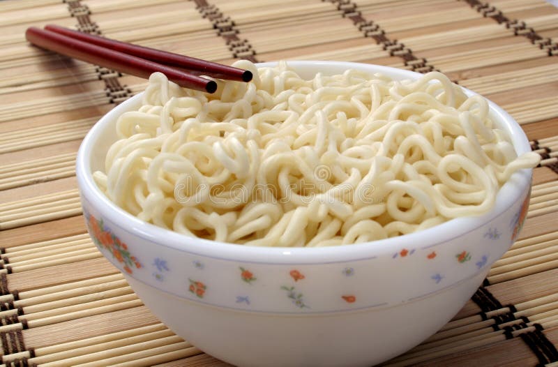 Bowl of noodels and chopsticks