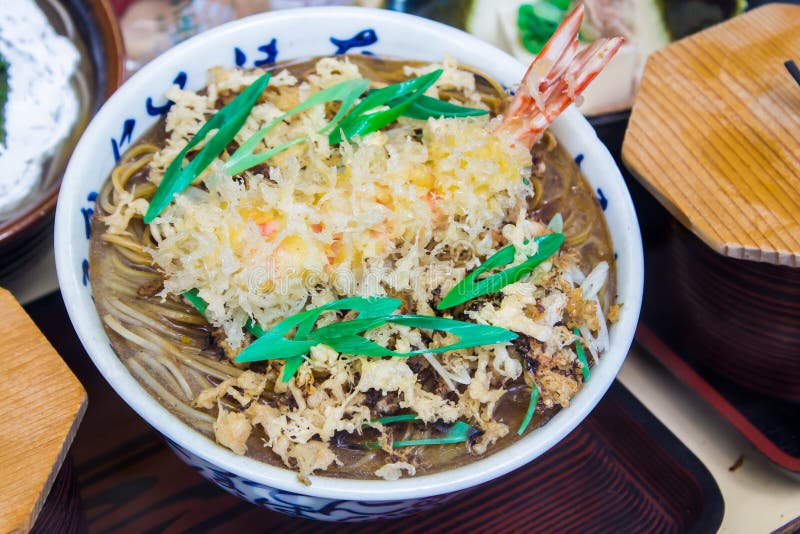 Bowl of Noodles with Prawn Tempura Stock Image - Image of tempura, diet ...