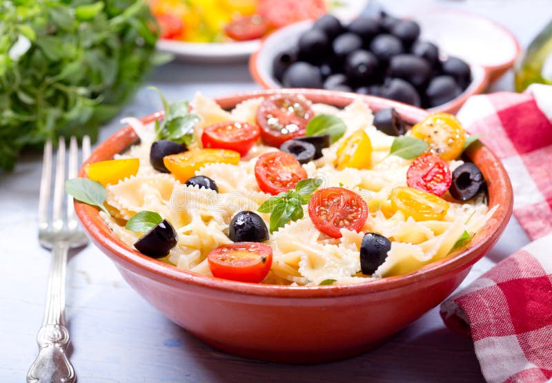 Bowl of Pasta Salad with Vegetables Stock Photo Image of