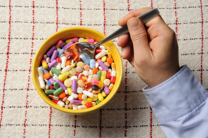Bowl with Pills stock photo. Image of drugs, spoon, eating 11888494