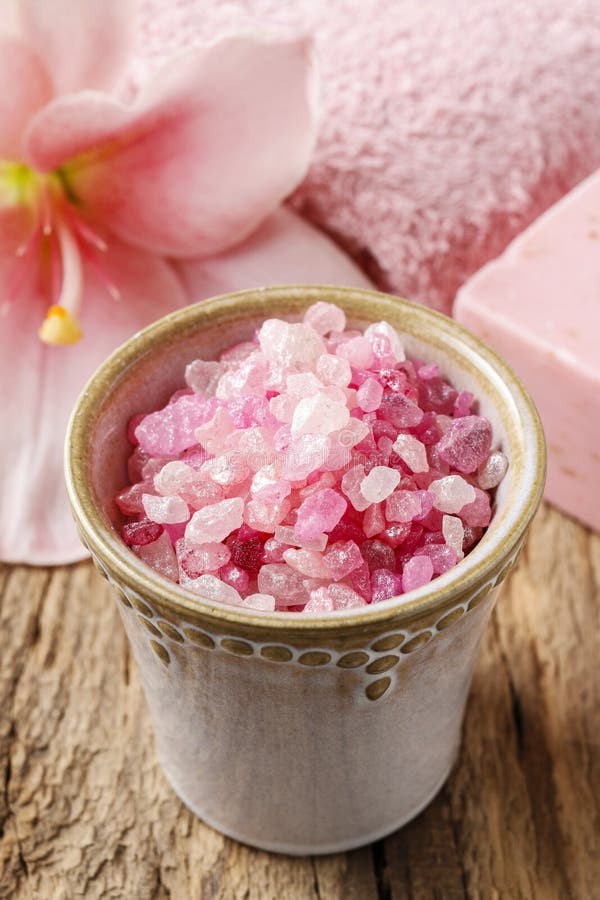Pink flower salt peony essential oil for spa and aromatherapy
