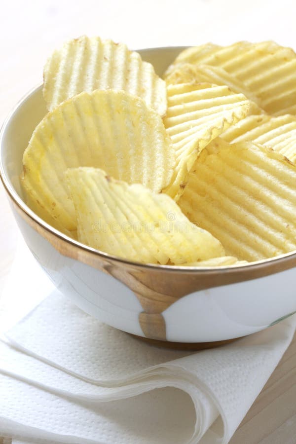 Bowl of potato crisps