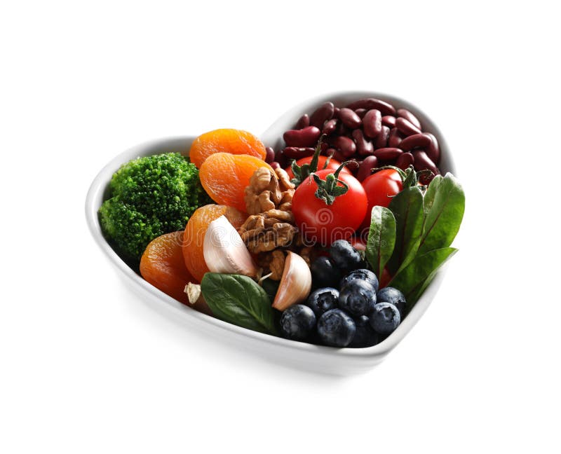 Bowl with products for heart-healthy diet